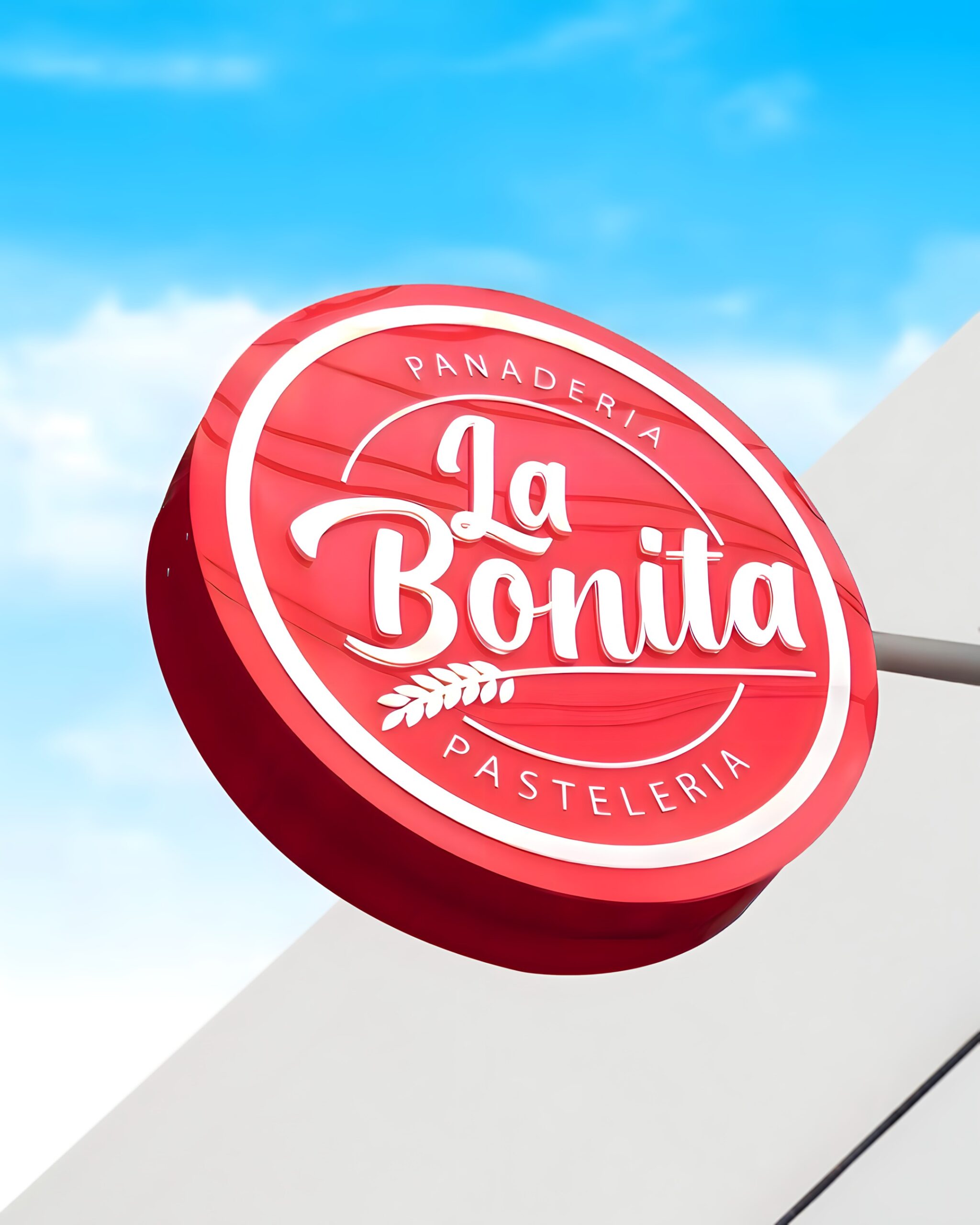 Aviso redondo en acrilico 3D para panaderia con letras acrilico plano