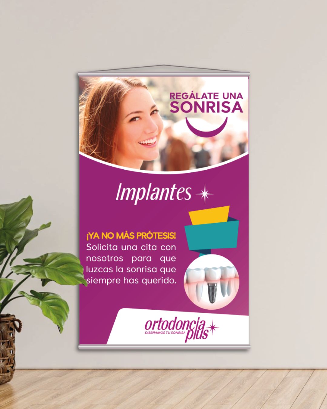 Pendon publicitario con ojales para colgar, ideal para promocion y eventos