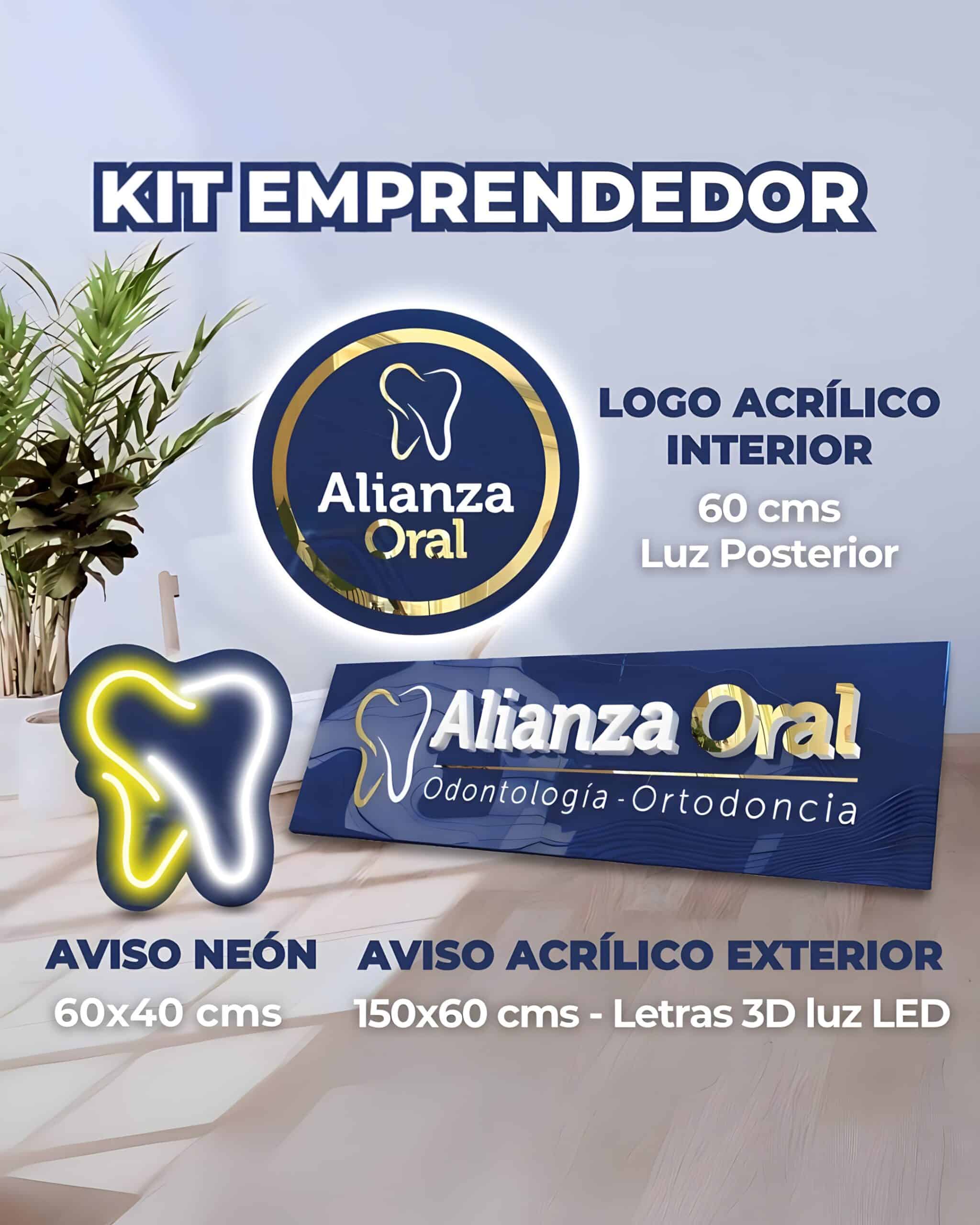 Avisos en acrilico y neon-kit emprendedor: logo acrilico, aviso acrilico 3D fachada y letrero neon decorativo